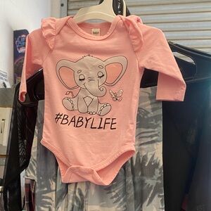 BabyLife Pink Elephant Long-Sleeve One-Piece Bodysuit